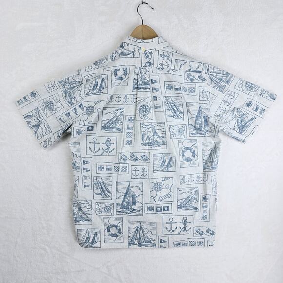 Reyn Spooner Blue and White Casual Button Down Shirt - Picture 8 of 10